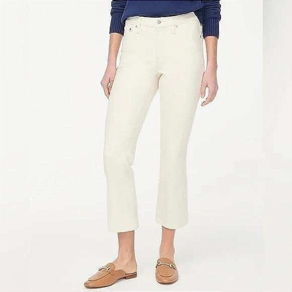 J.Crew‎ Mid-rise Flare Crop Ecru Jean in Signature Stretch Size 32